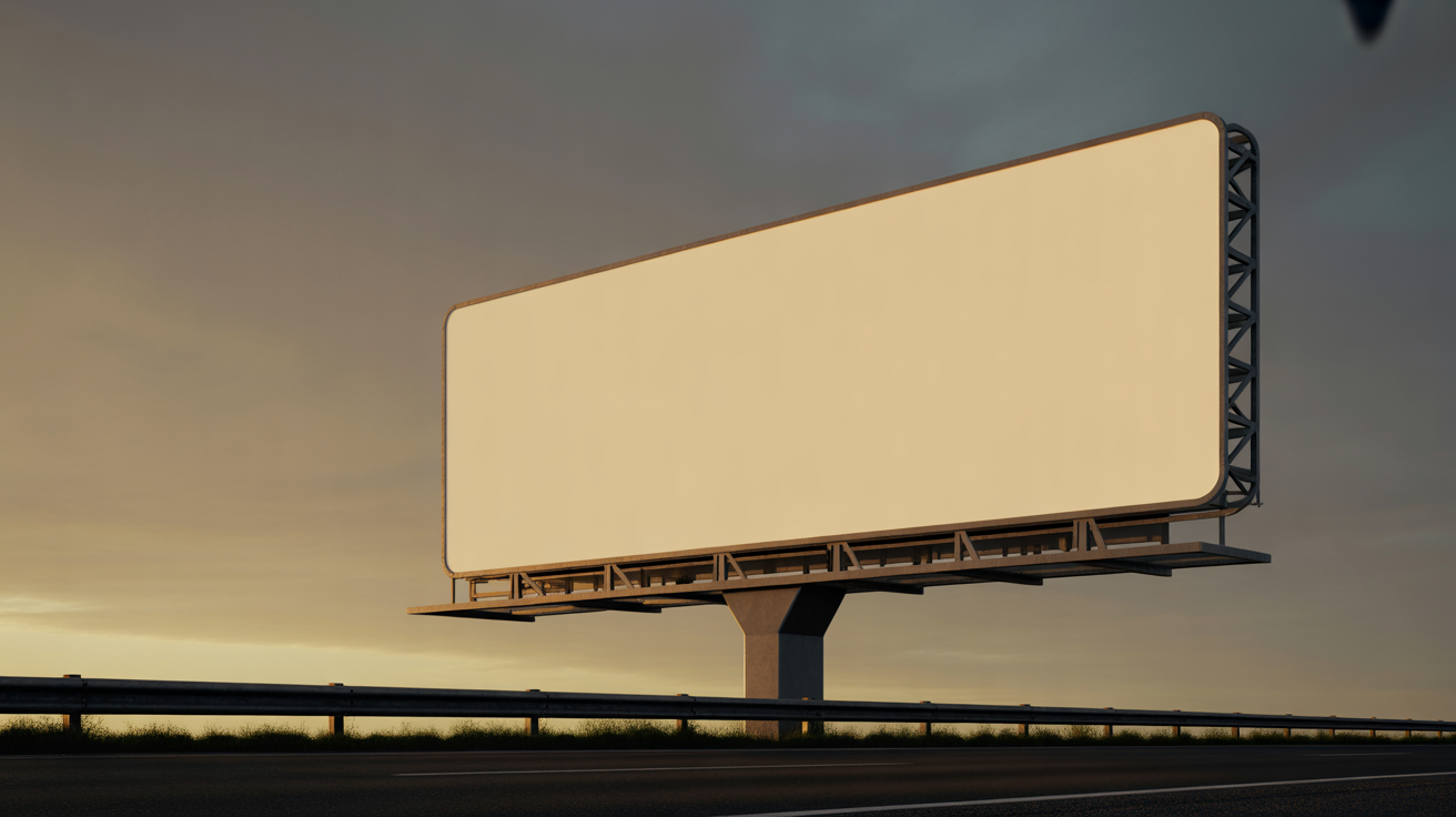 Highway billboard at dusk